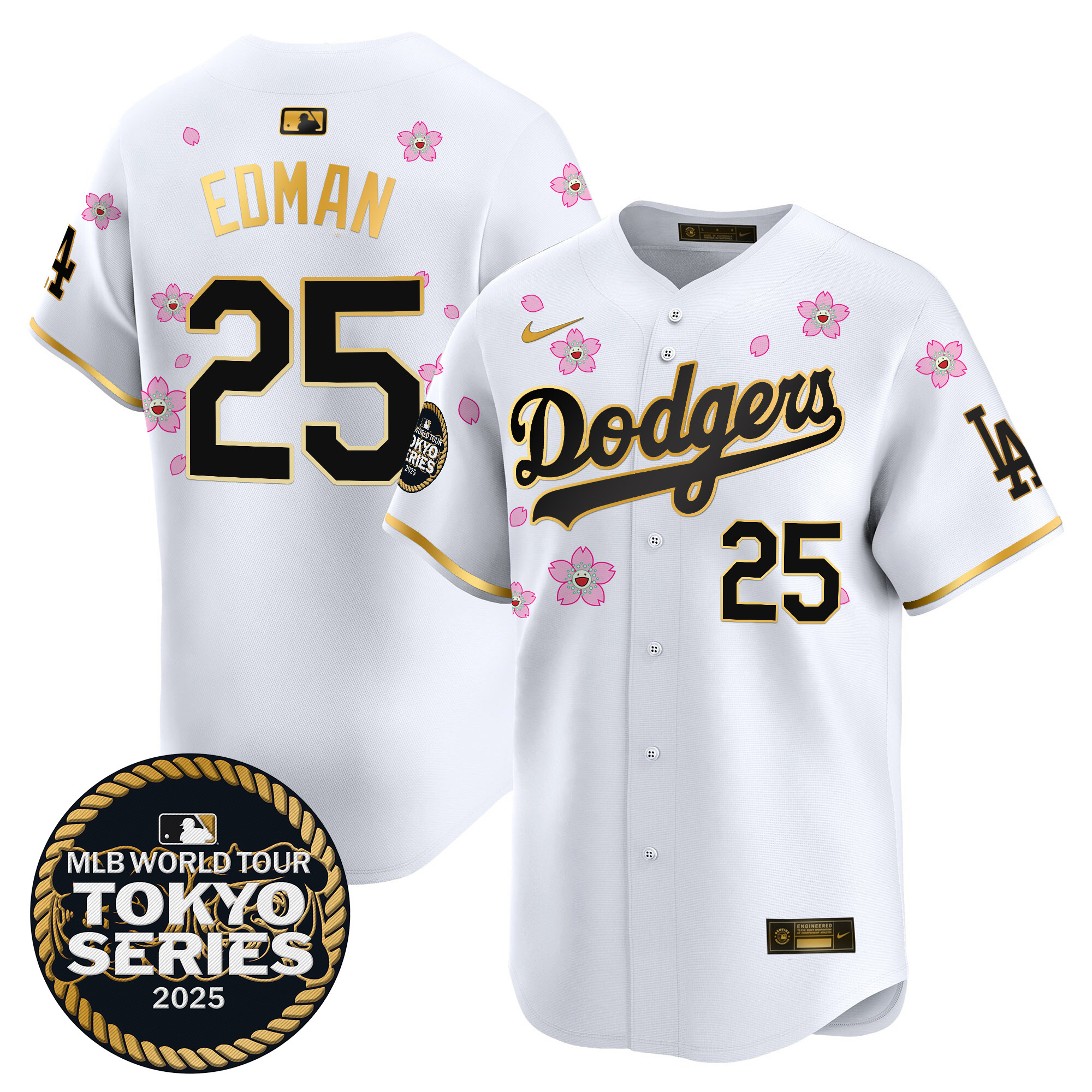Men Los Angeles Dodgers #25 Edman Tokyo Series  white Limited Stitched 2025 Jersey3